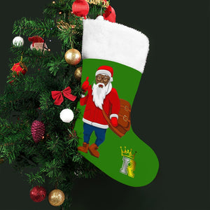 Crown IR Black Santa Christmas stocking