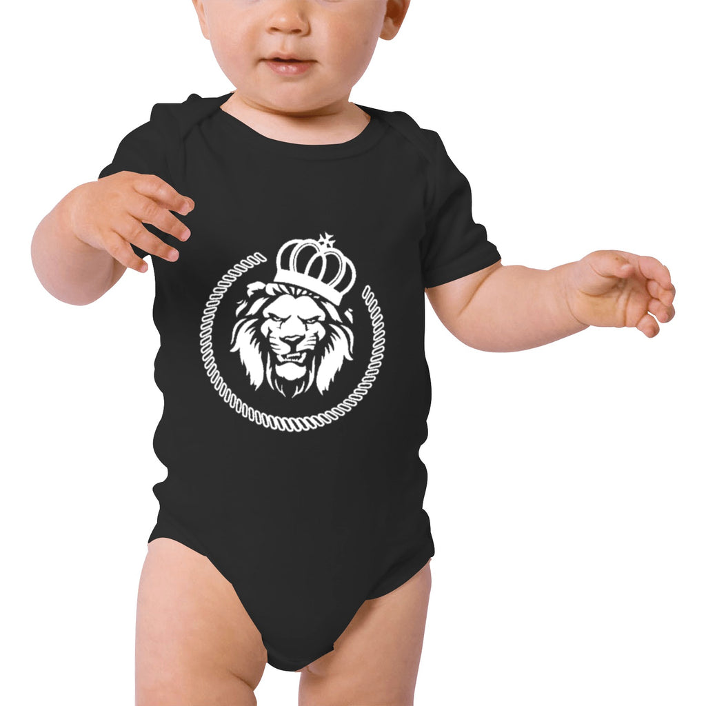 Iconic Royalty Crown Lion Baby Organic Short Sleeve One Piece