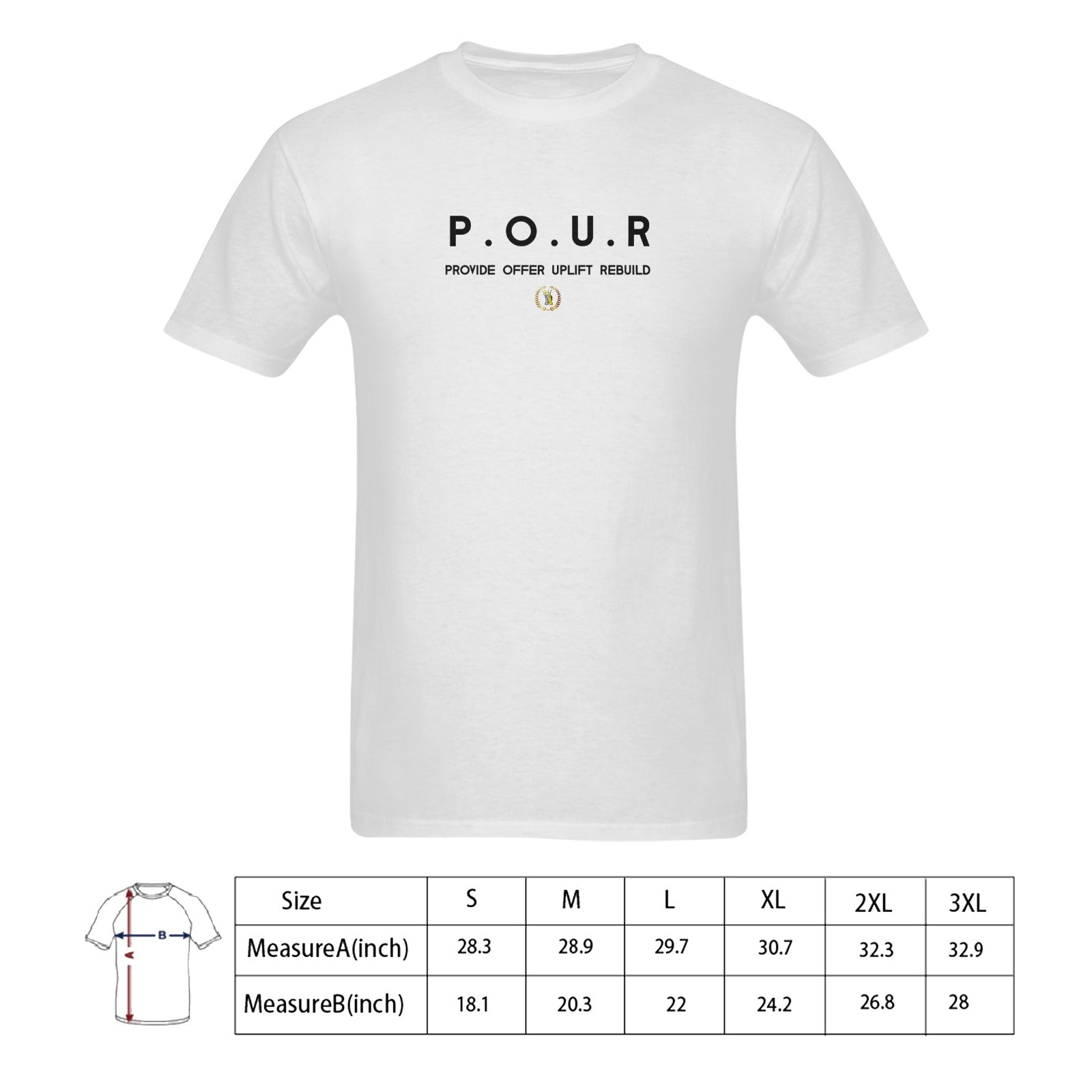 P.O.U.R Provide Offer Uplift Rebuild Royalty Crown I.R. T-shirt 100% Cotton