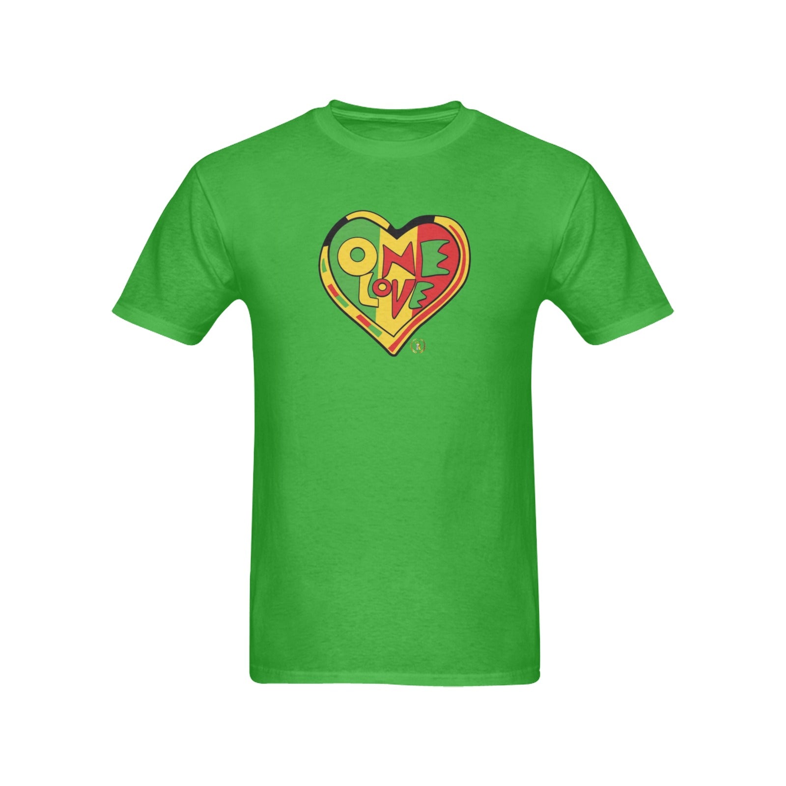 One Love Rasta Heart Crown I.R. T-shirt 100% Cotton