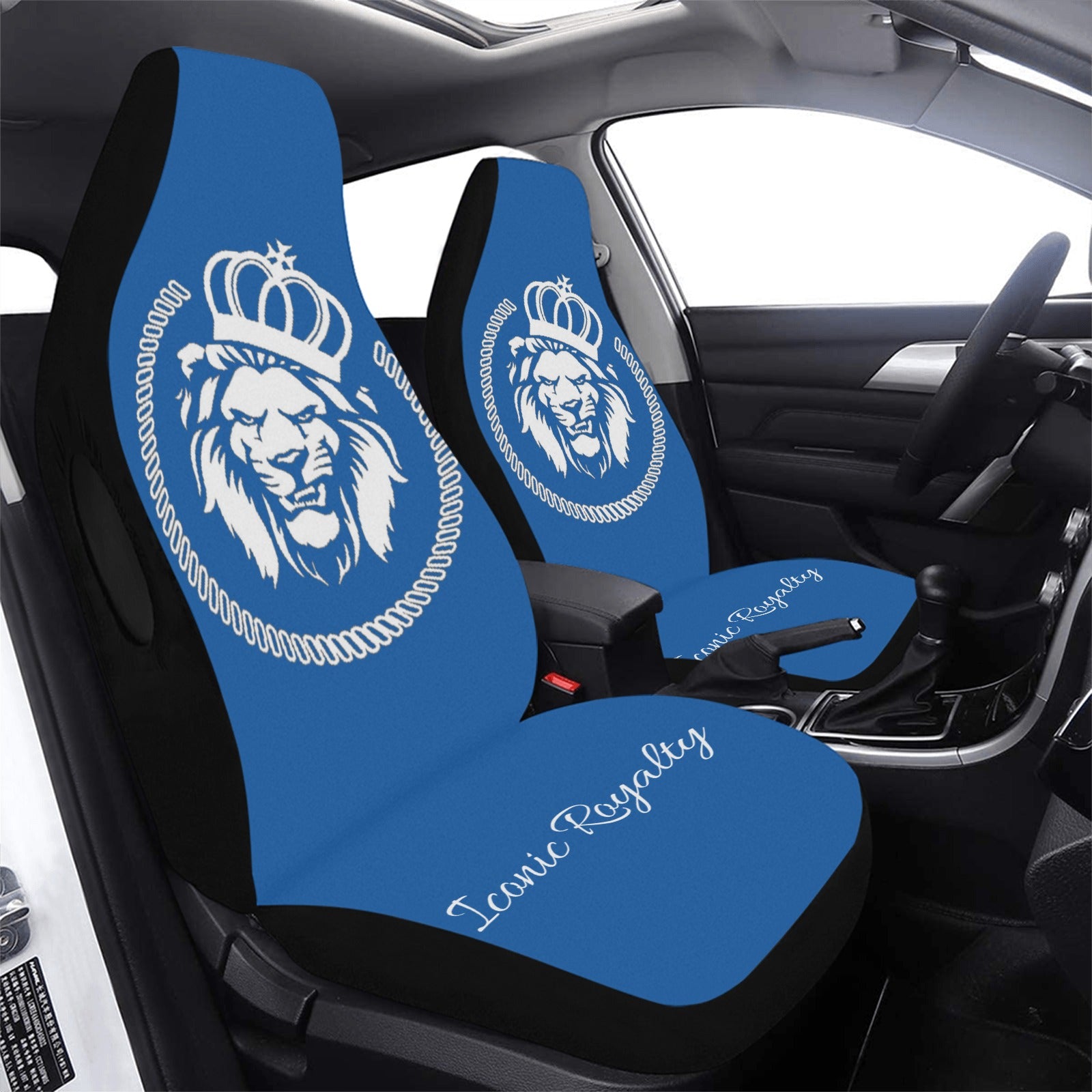 Iconic Royalty Crown Lion Car Seat Cover Airbag Compatible(Set of 2)