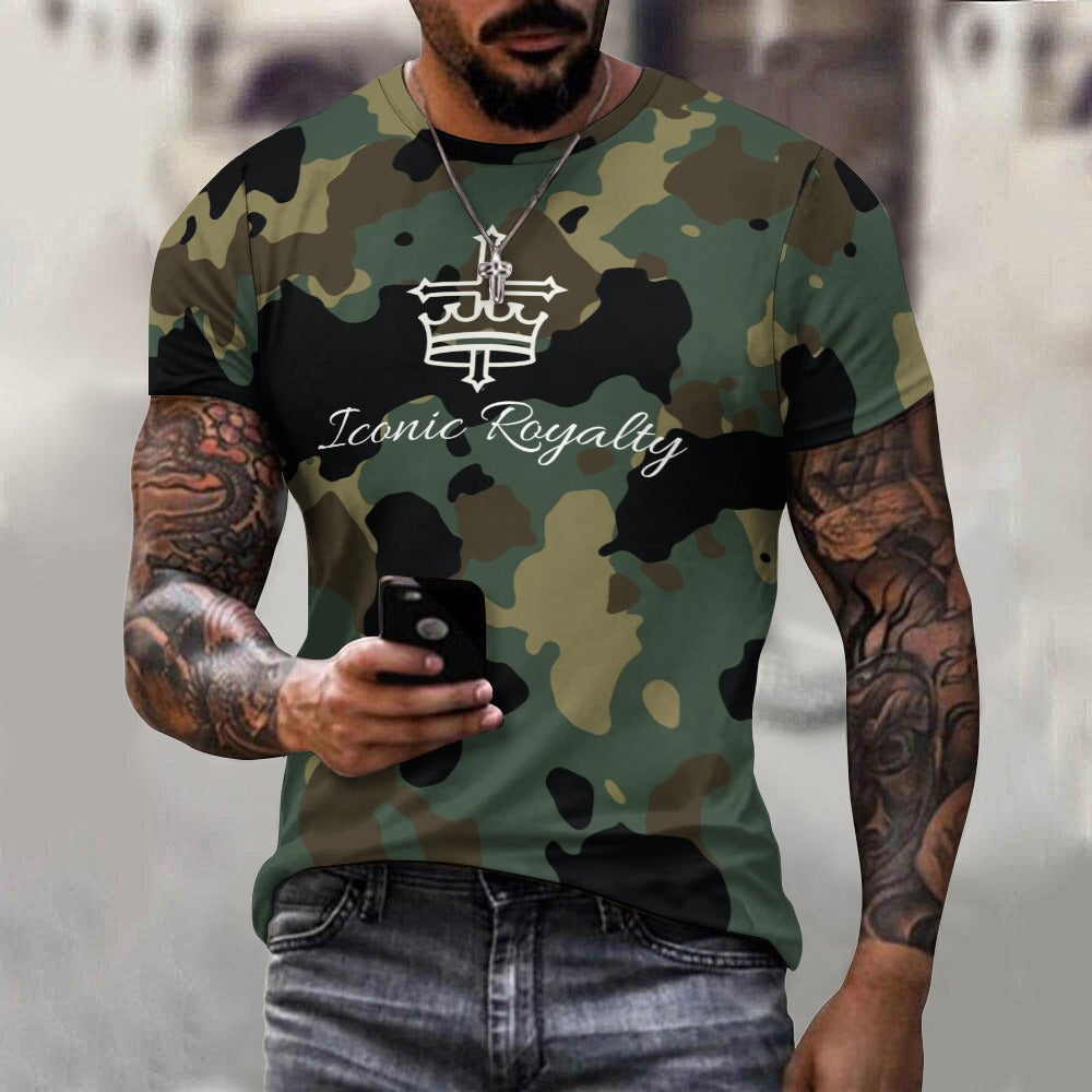 Army Camouflage Crown & Cross Iconic Royalty Men's Cotton T-shirt