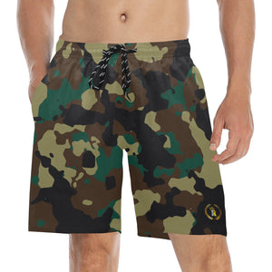 Army Camouflage Royalty Crown I.R. Men's Mid-Length Beach Shorts