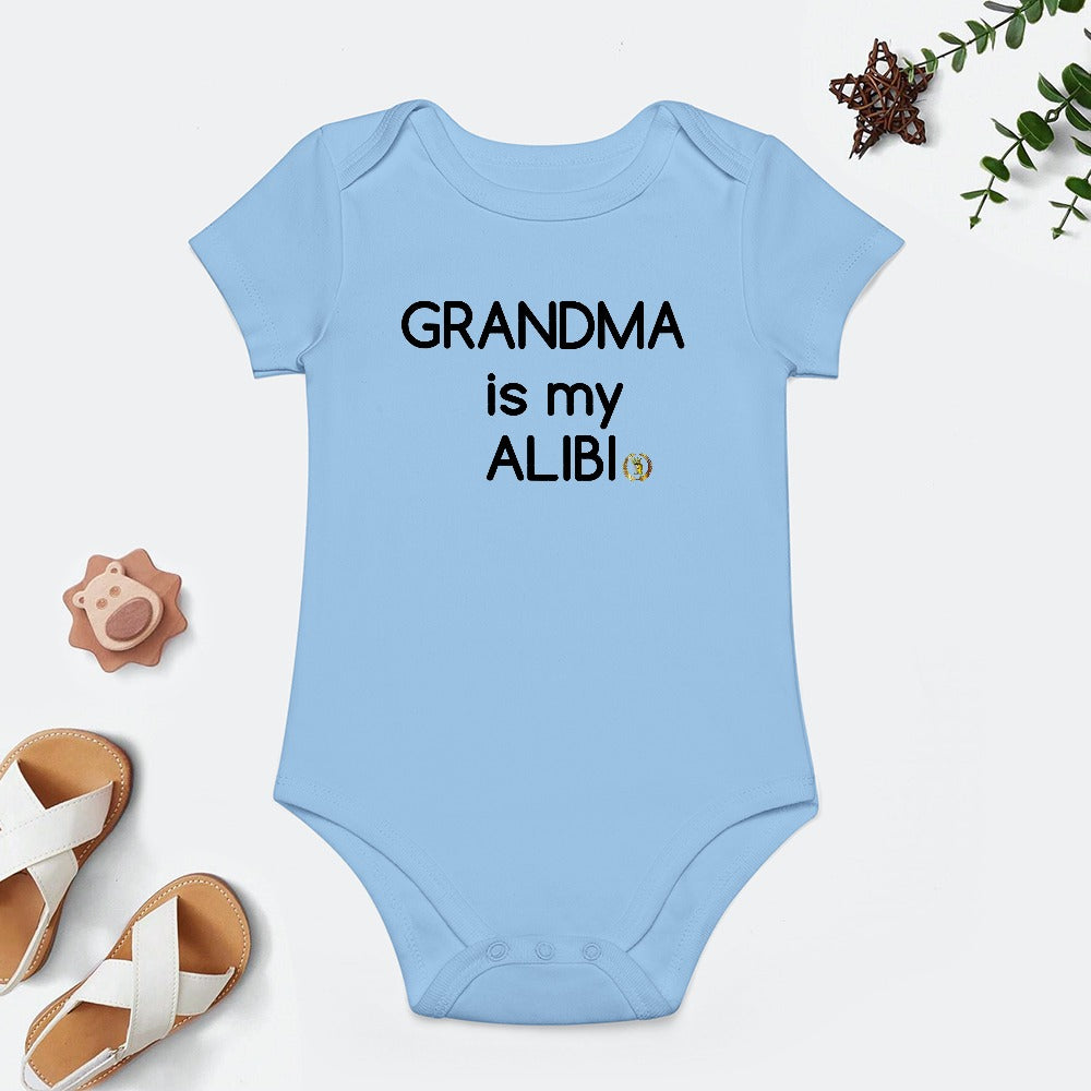 Grandma is my Alibi Royalty Crown I.R. Short -Sleeve Baby's Bodysuit