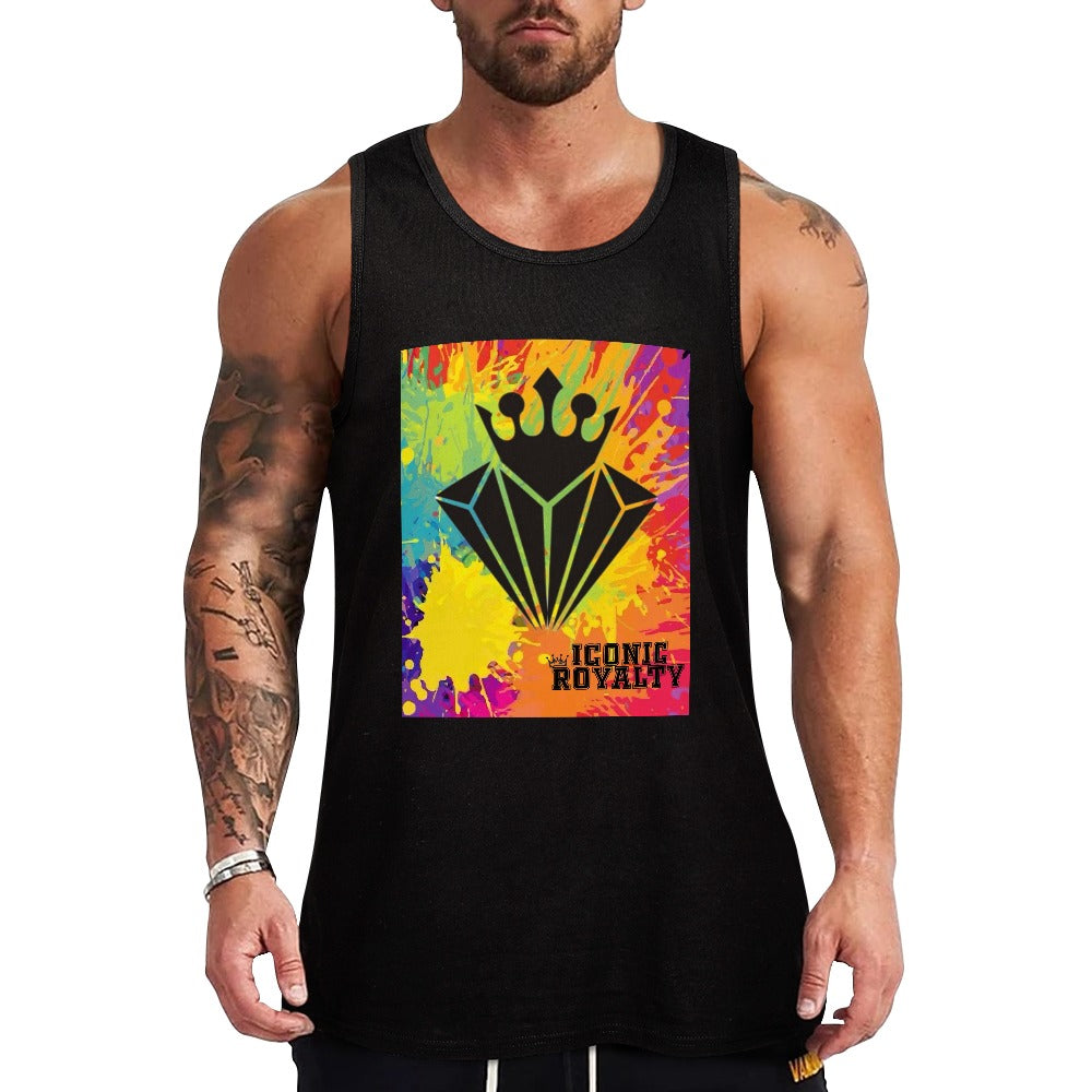 Color Splash Crown Diamond Iconic Royalty Tank Top For Men