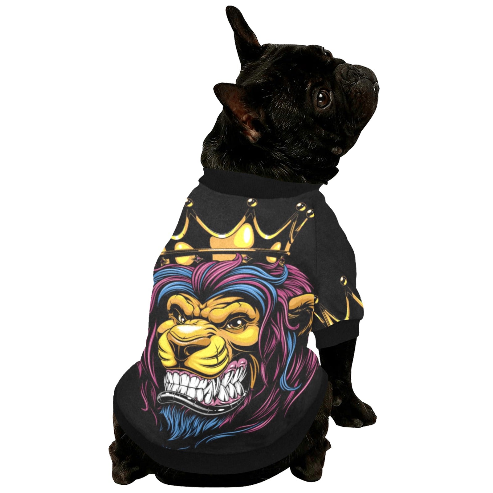 Angry Crown Lion Pet Dog Round Neck Shirt