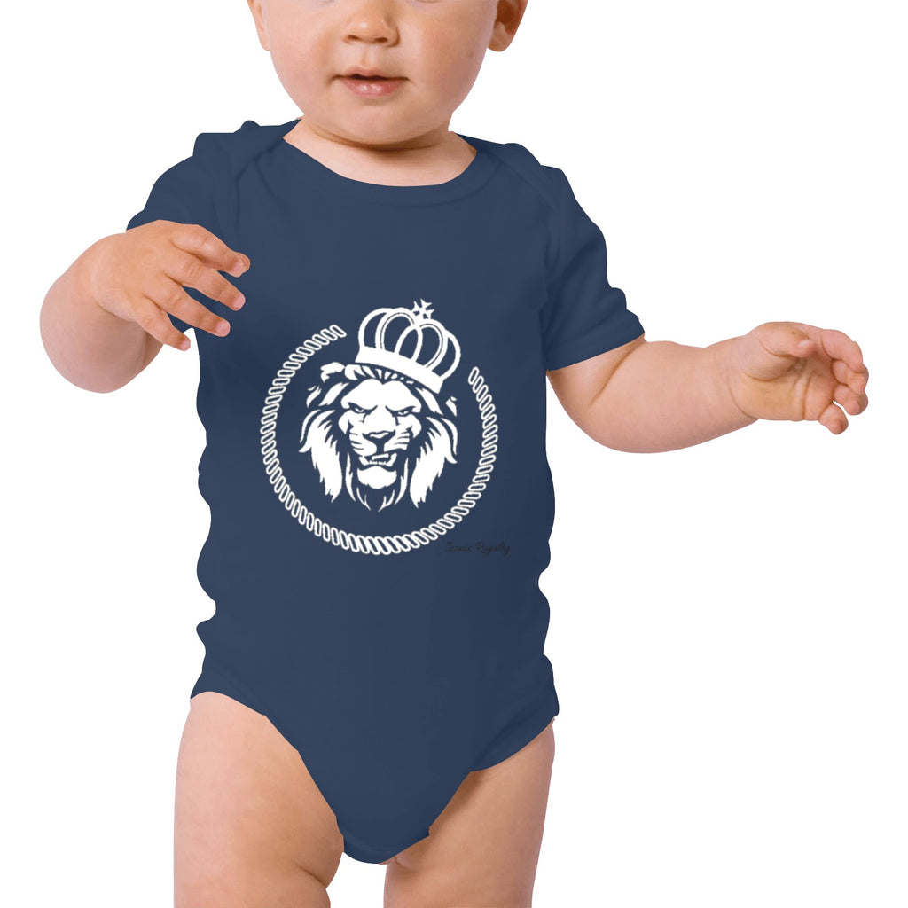 Iconic Royalty Crown Lion Baby Organic Short Sleeve One Piece