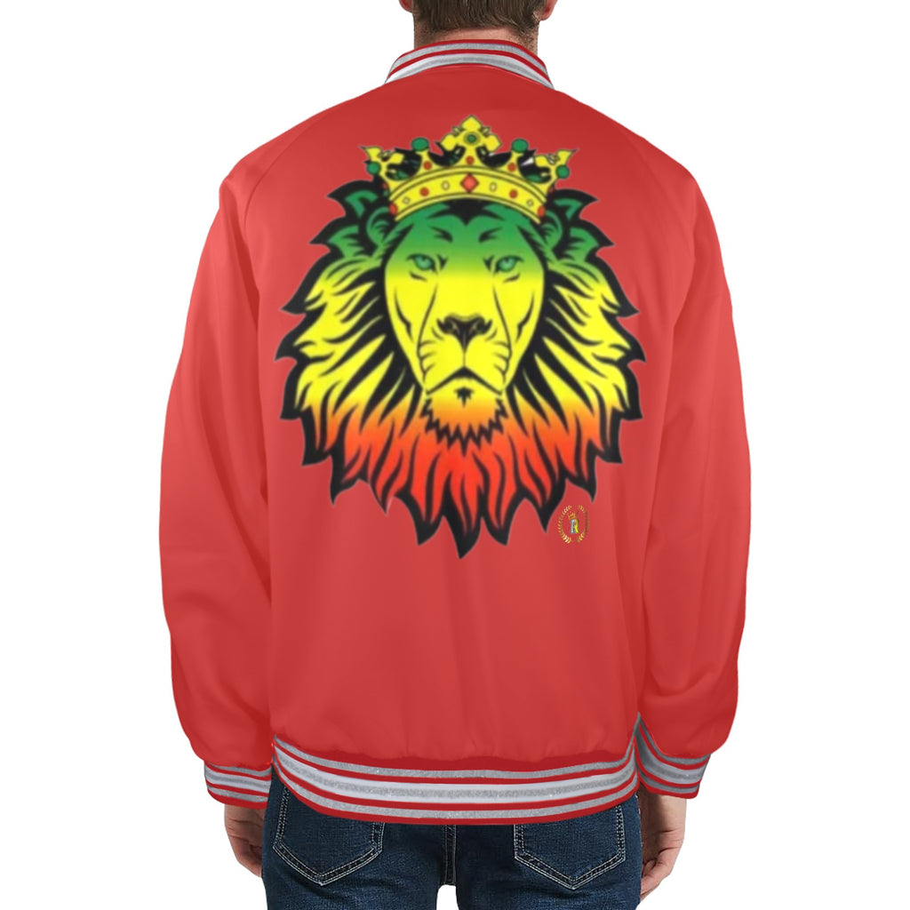 New One Love Rasta Crown I.R. Lion Striped Trim Bomber Jacket