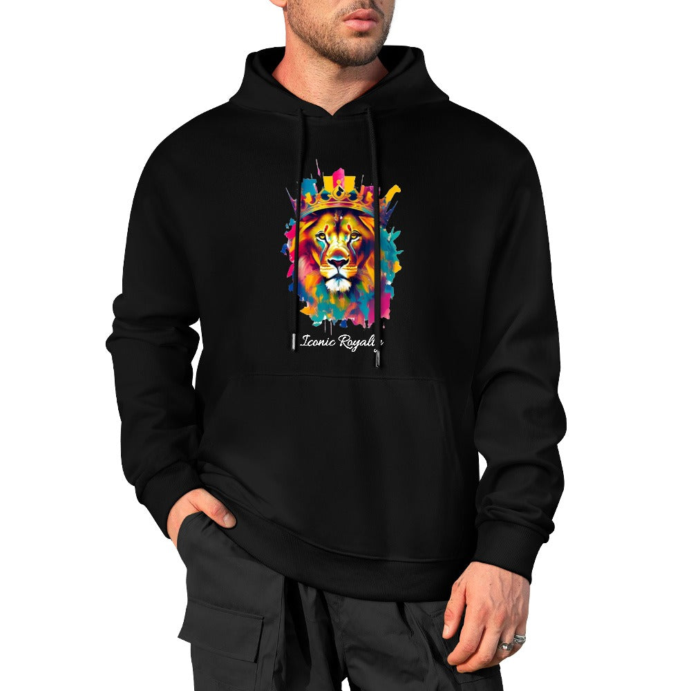 Iconic Royalty Color Splash Crown Lion cotton hoodie