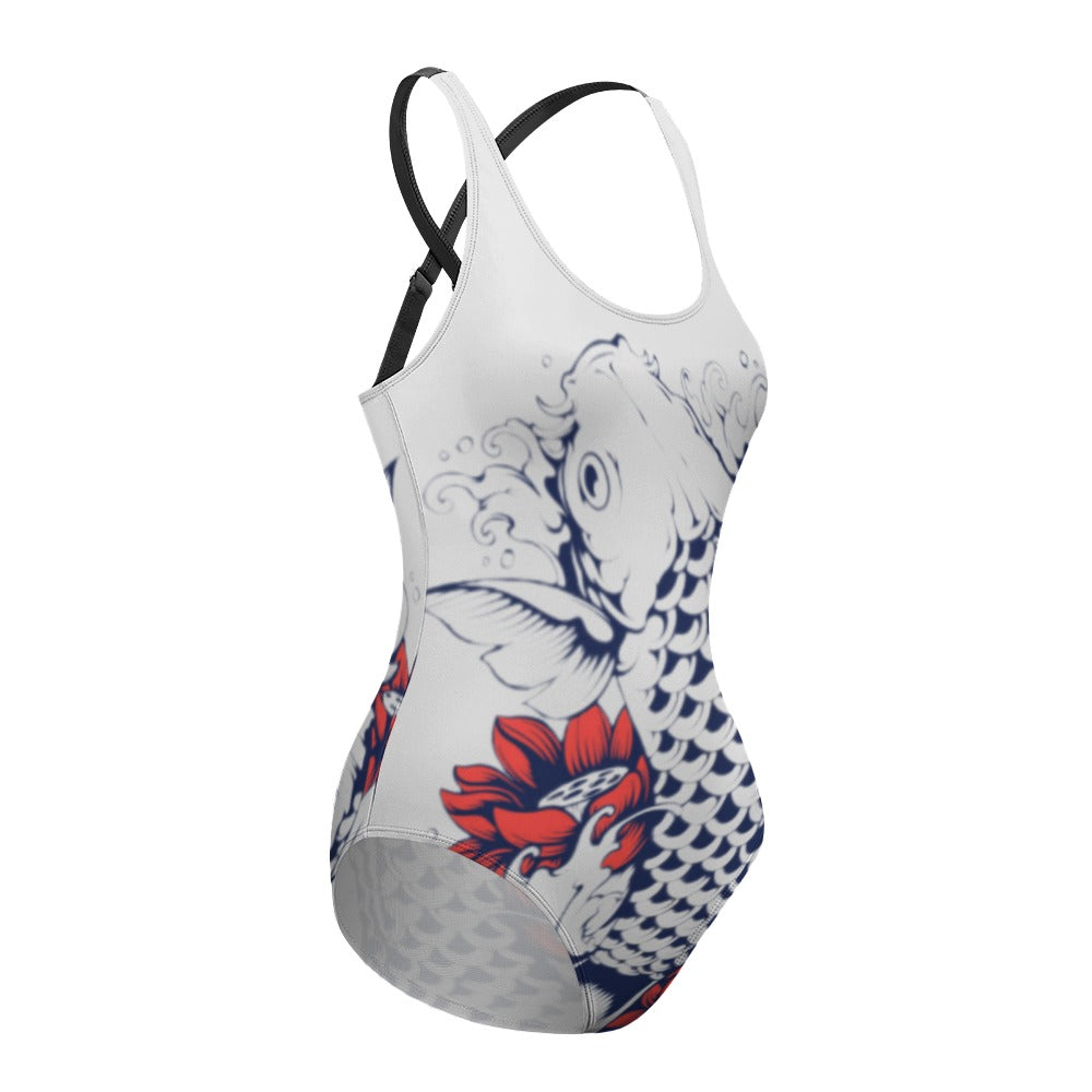 Iconic Royalty Japanese Koi Ladies One Piece Swimsuit Bikini