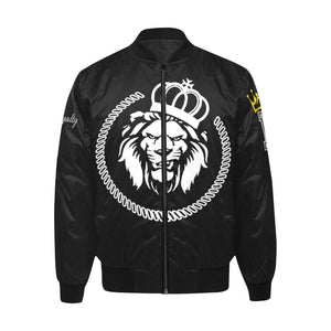 IR Crown Lion Mens Quilted Bomber Jacket with Pockets