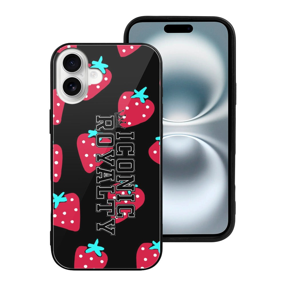 Iconic Royalty Strawberry Bliss Glass Case for iPhone 16 Series