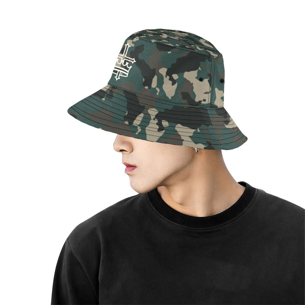 Army Camouflage Crown & Cross Men's Bucket Hat