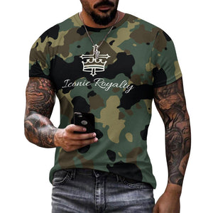 Army Camouflage Crown & Cross Iconic Royalty Men's Cotton T-shirt