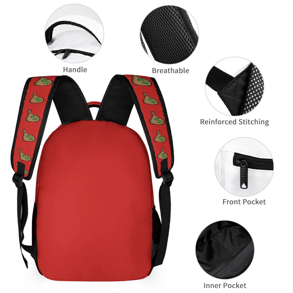 Royalty Crown IR Money Bag Stackin Three piece Backpack, Lunch Bag & Pencil Case set combination