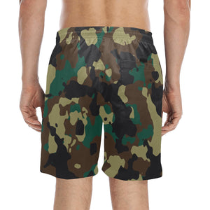 Army Camouflage Royalty Crown I.R. Men's Mid-Length Beach Shorts