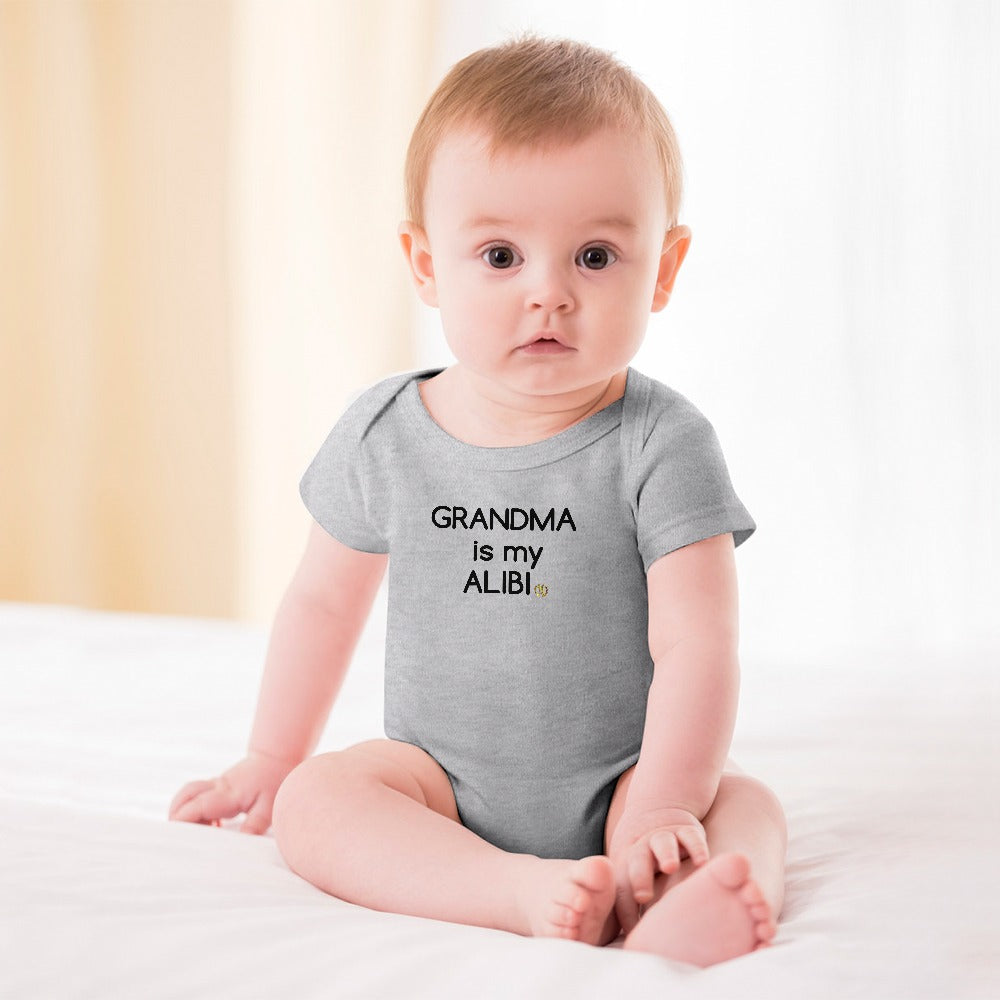 Grandma is my Alibi Royalty Crown I.R. Short -Sleeve Baby's Bodysuit