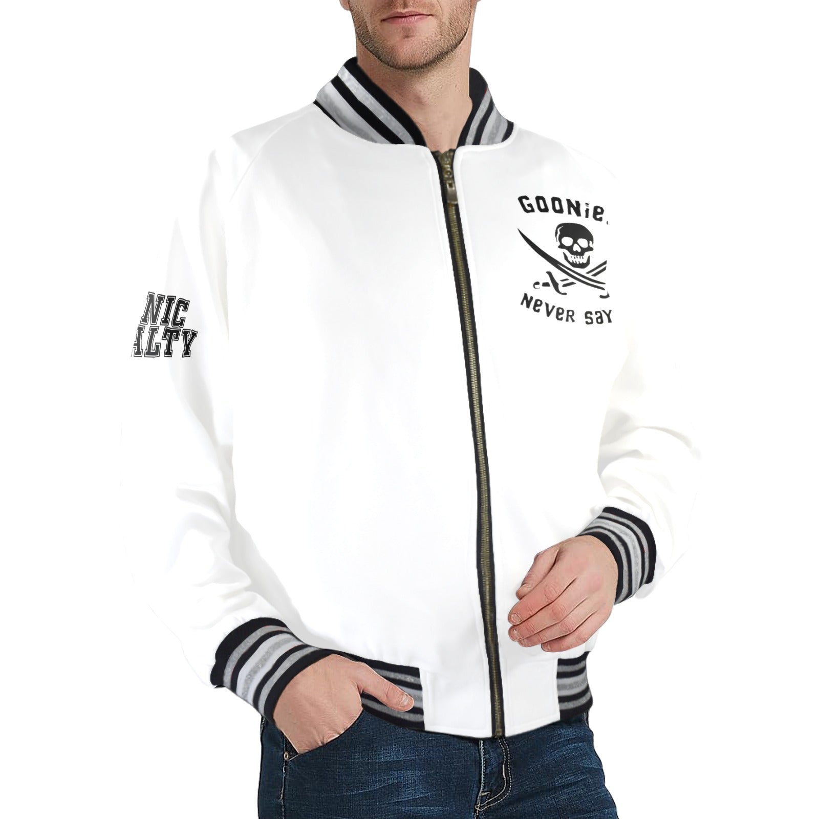 GOONIES Striped Trim Bomber Jacket