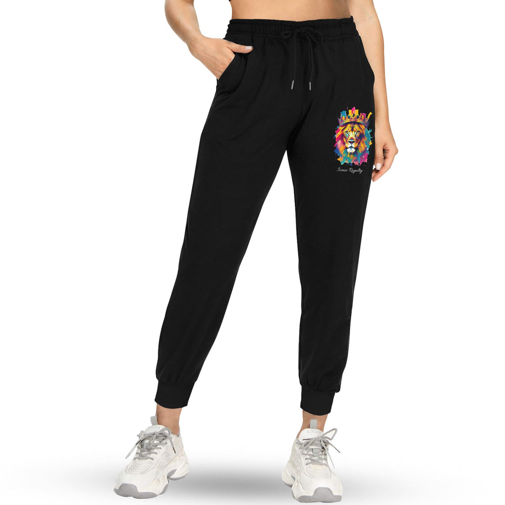 Iconic Royalty Color Splash Crown Lion  Fleece Sweatpants