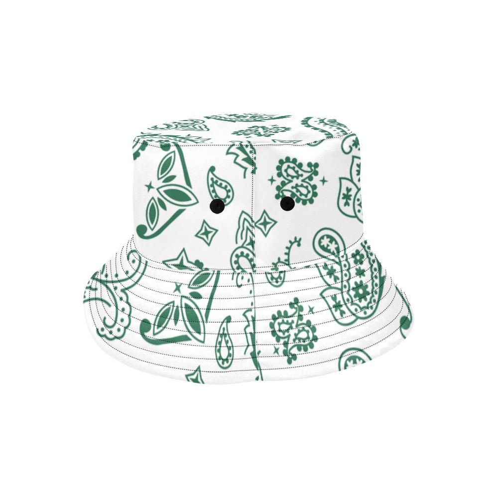 Iconic Royalty White & Green Bandana Bucket Hat