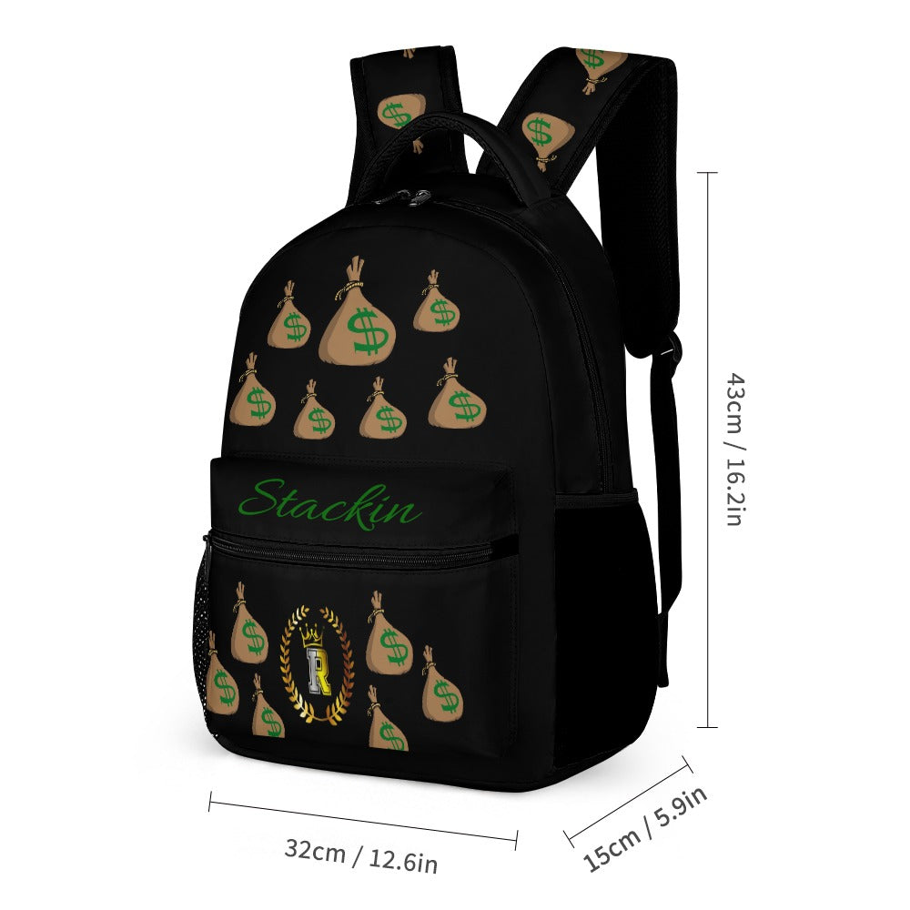 Royalty Crown IR Money Bag Stackin Three piece Backpack, Lunch Bag & Pencil Case set combination