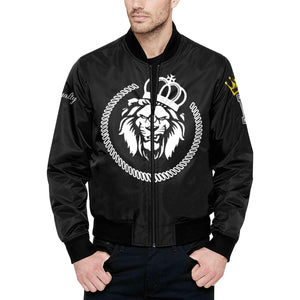 IR Crown Lion Mens Quilted Bomber Jacket with Pockets