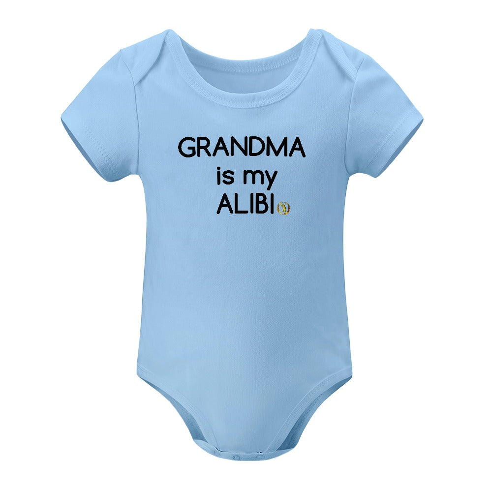 Grandma is my Alibi Royalty Crown I.R. Short -Sleeve Baby's Bodysuit