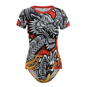 Iconic Royalty Dragon Short Sleeve Two Piece Bikini Swimsuit