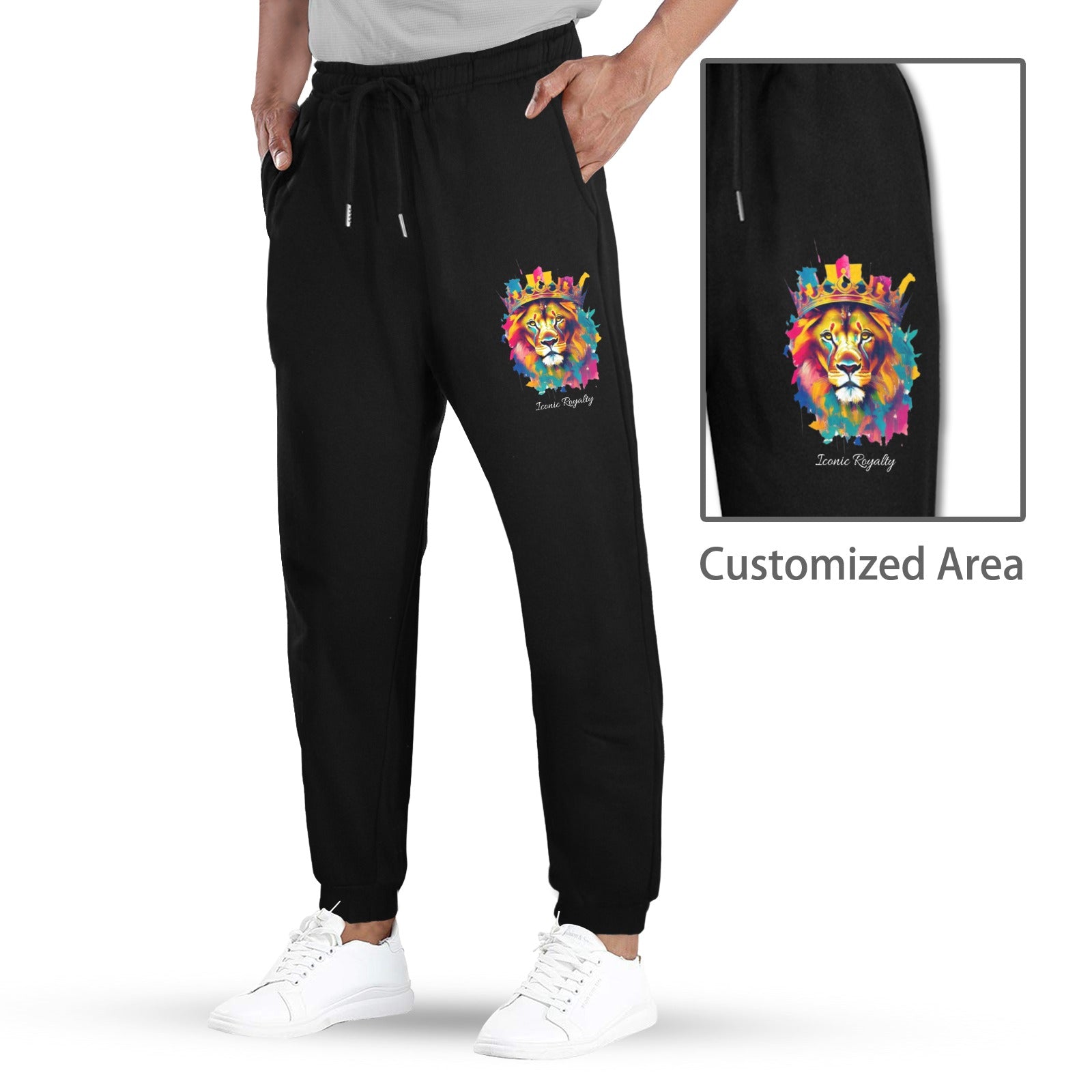 Iconic Royalty Color Splash Crown Lion  Fleece Sweatpants