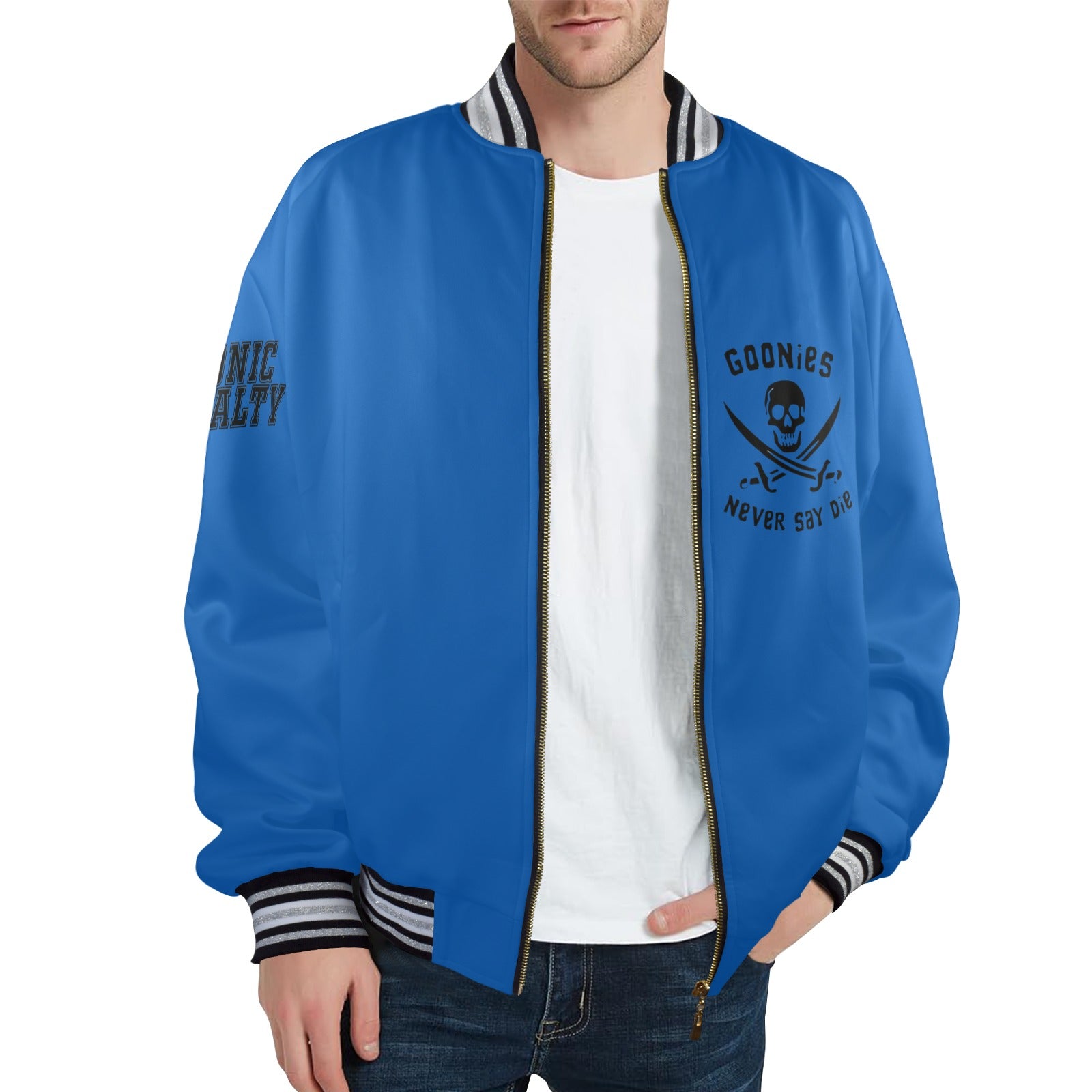 GOONIES Striped Trim Bomber Jacket