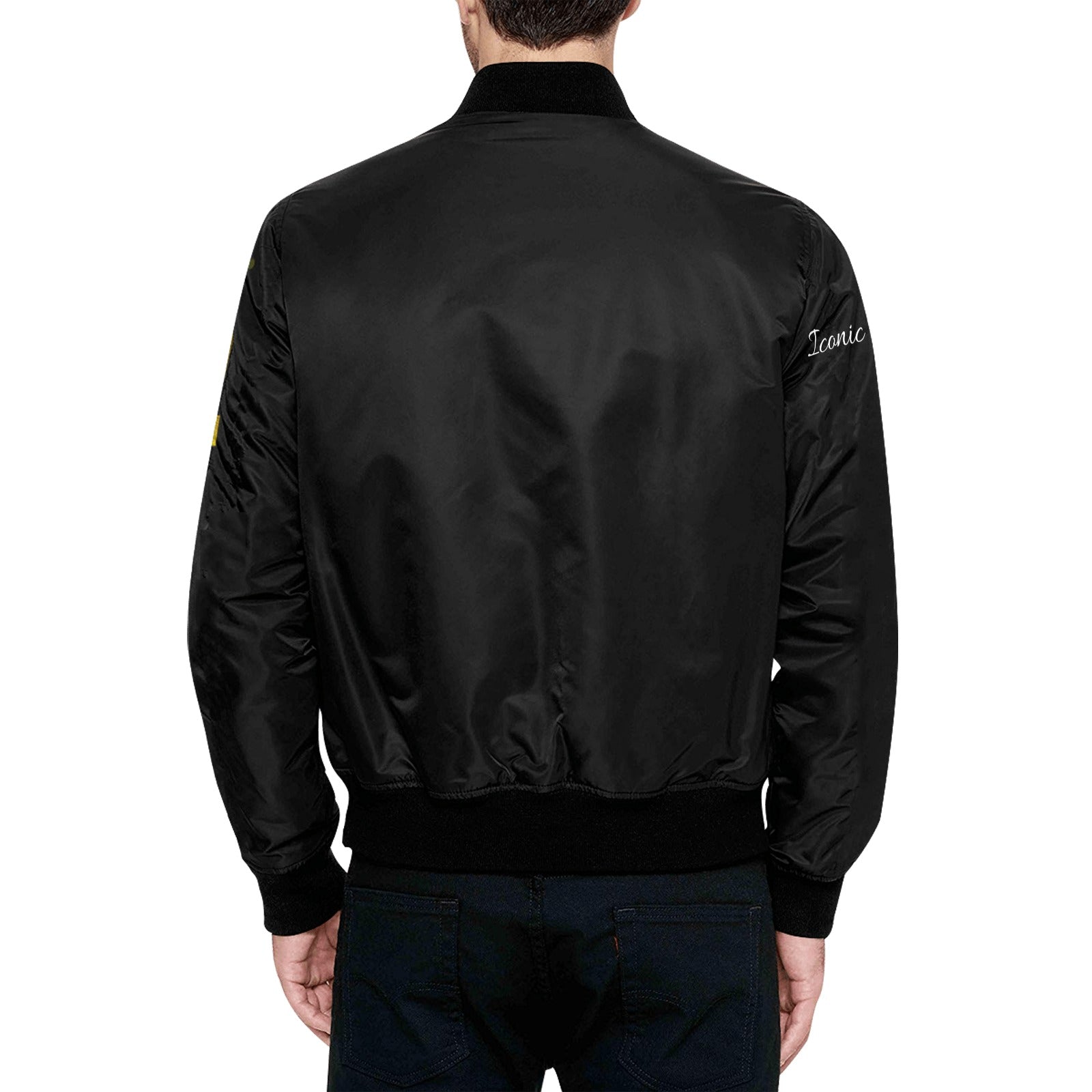 IR Crown Lion Mens Quilted Bomber Jacket with Pockets