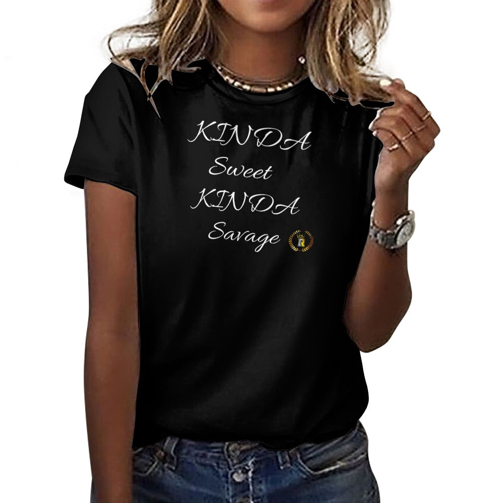 KINDA Sweet KINDA Savage Women's 100% Cotton T-Shirt