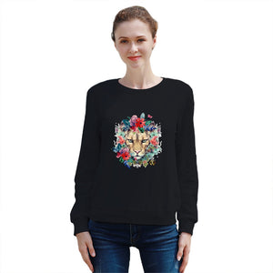 Floral Lioness Royalty Crown I.R. Women's  Heavy Cotton Long Sleeve