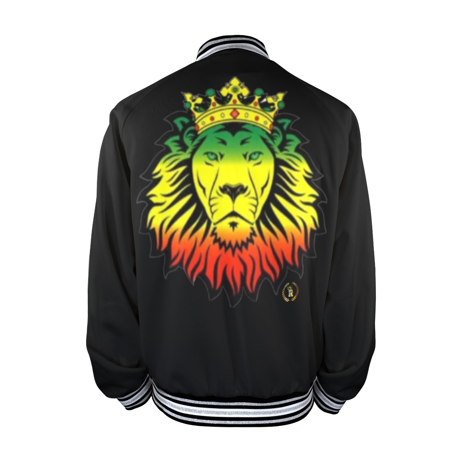 New One Love Rasta Crown I.R. Lion Striped Trim Bomber Jacket