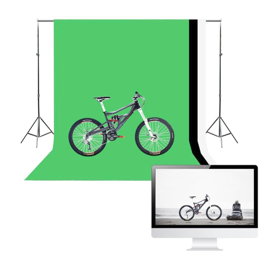 Green Screen Chroma Key with Black & White Backdrop Stand Kit Background Set