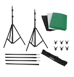 Green Screen Chroma Key with Black & White Backdrop Stand Kit Background Set