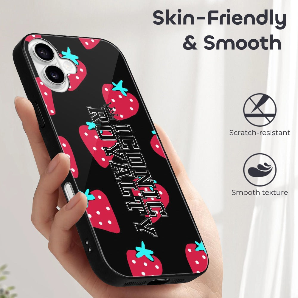 Iconic Royalty Strawberry Bliss Glass Case for iPhone 16 Series