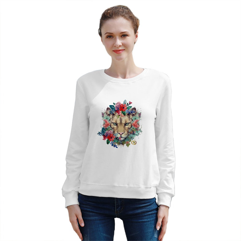 Floral Lioness Royalty Crown I.R. Women's  Heavy Cotton Long Sleeve