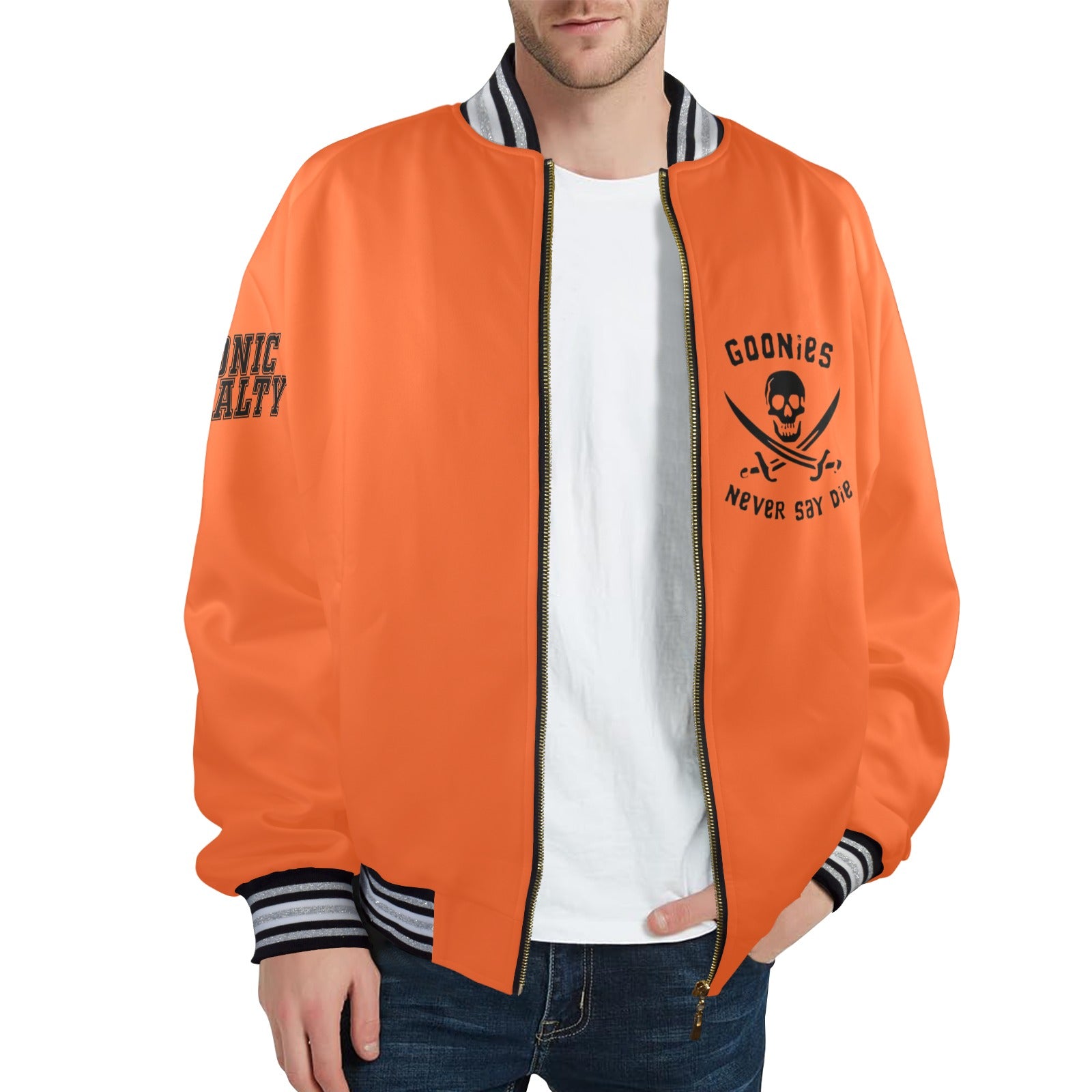 GOONIES Striped Trim Bomber Jacket