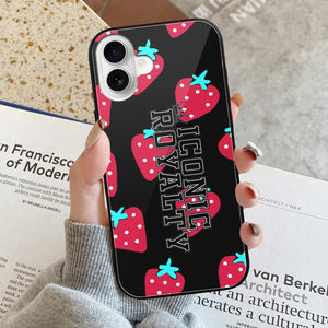 Iconic Royalty Strawberry Bliss Glass Case for iPhone 16 Series