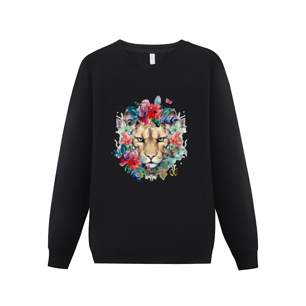 Floral Lioness Royalty Crown I.R. Women's  Heavy Cotton Long Sleeve