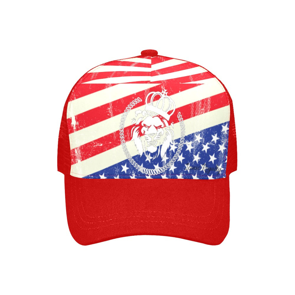 Iconic Royalty Crown Lion American Flag Baseball Cap