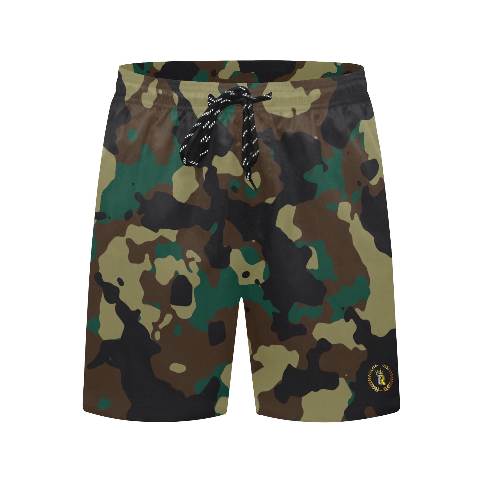 Army Camouflage Royalty Crown I.R. Men's Mid-Length Beach Shorts