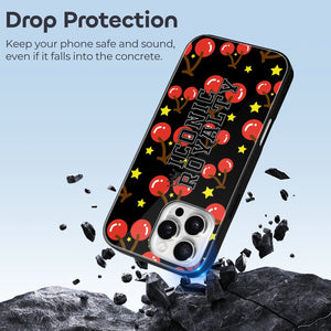 Iconic Royalty Cherry Star Glass Case for iPhone 16 Series