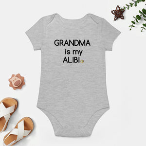 Grandma is my Alibi Royalty Crown I.R. Short -Sleeve Baby's Bodysuit