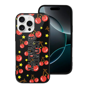 Iconic Royalty Cherry Star Glass Case for iPhone 16 Series