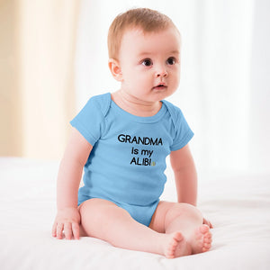 Grandma is my Alibi Royalty Crown I.R. Short -Sleeve Baby's Bodysuit