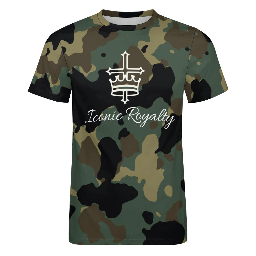 Army Camouflage Crown & Cross Iconic Royalty Men's Cotton T-shirt