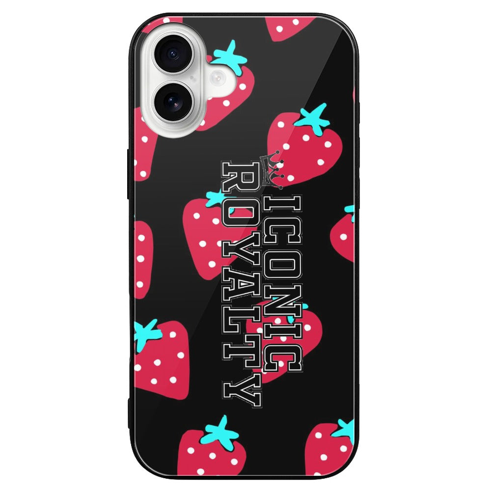 Iconic Royalty Strawberry Bliss Glass Case for iPhone 16 Series