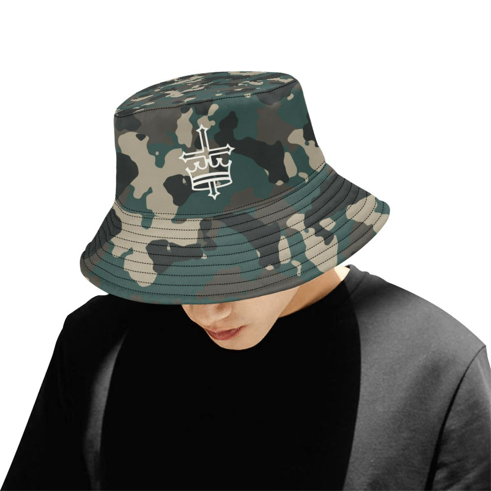 Army Camouflage Crown & Cross Men's Bucket Hat